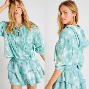 NWT LoveShackFancy Bevan Tie Dye Lace Up Hoodie